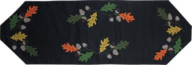 Leaves & Acorns Black Table Runner 45 In T4022010 - The Fox Decor